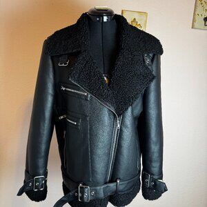 Steve Madden Women's Quinn Faux Leather Lined Moto Jacket Small NWOT